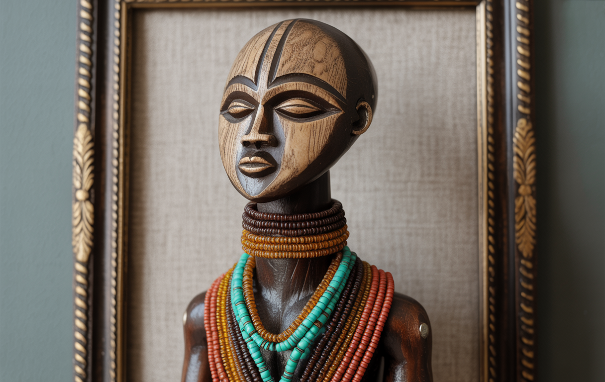 Akuaba Doll Beaded Carved Decor