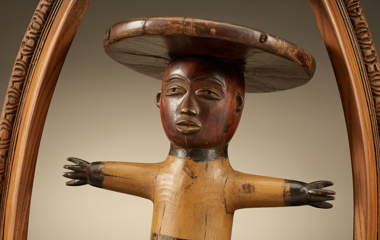 Akuaba Doll Flat Head Wood Fertility