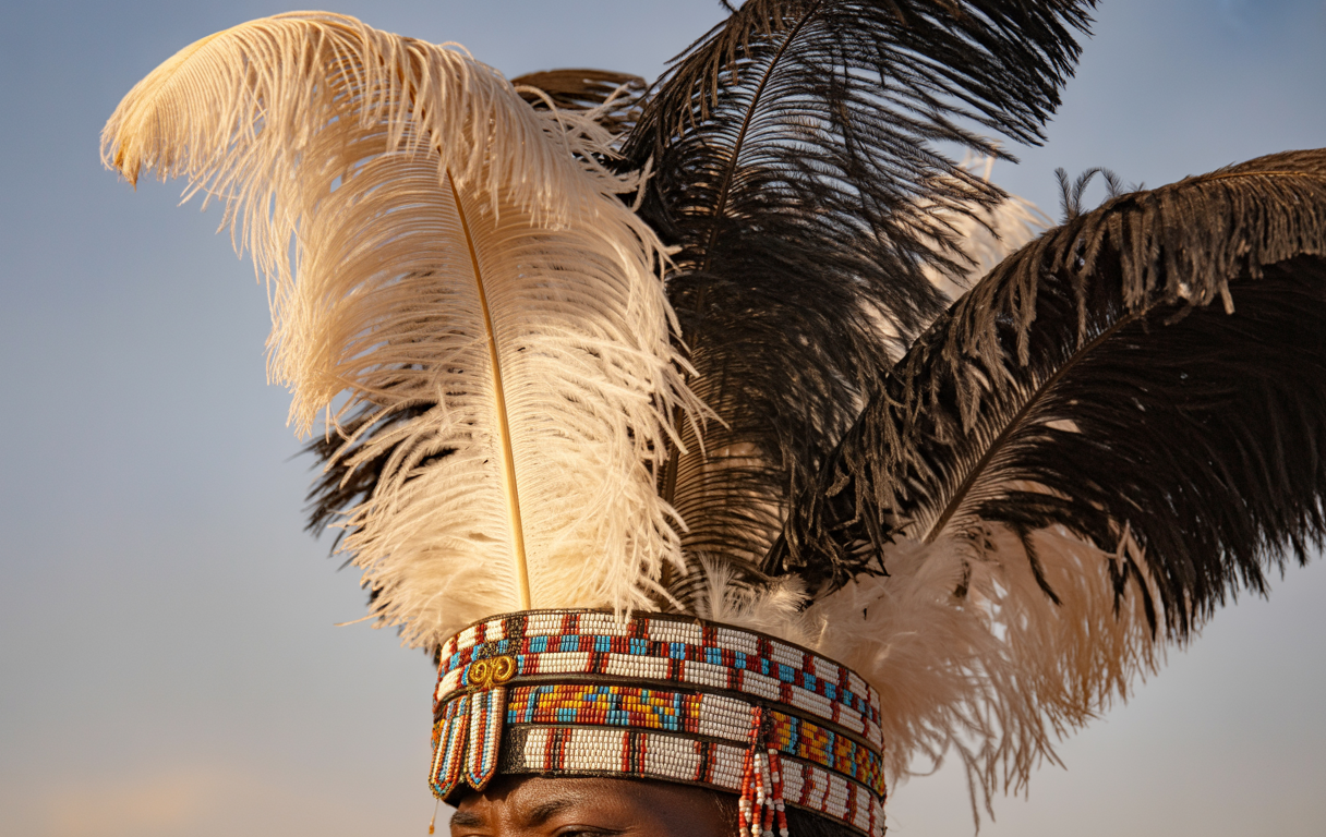 Maasai Headpiece Ostrich Feathers